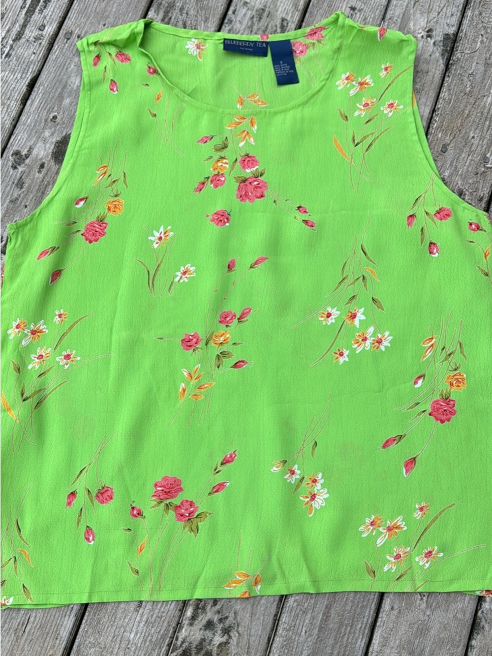 Women's Green Floral Sleeveless Blouse